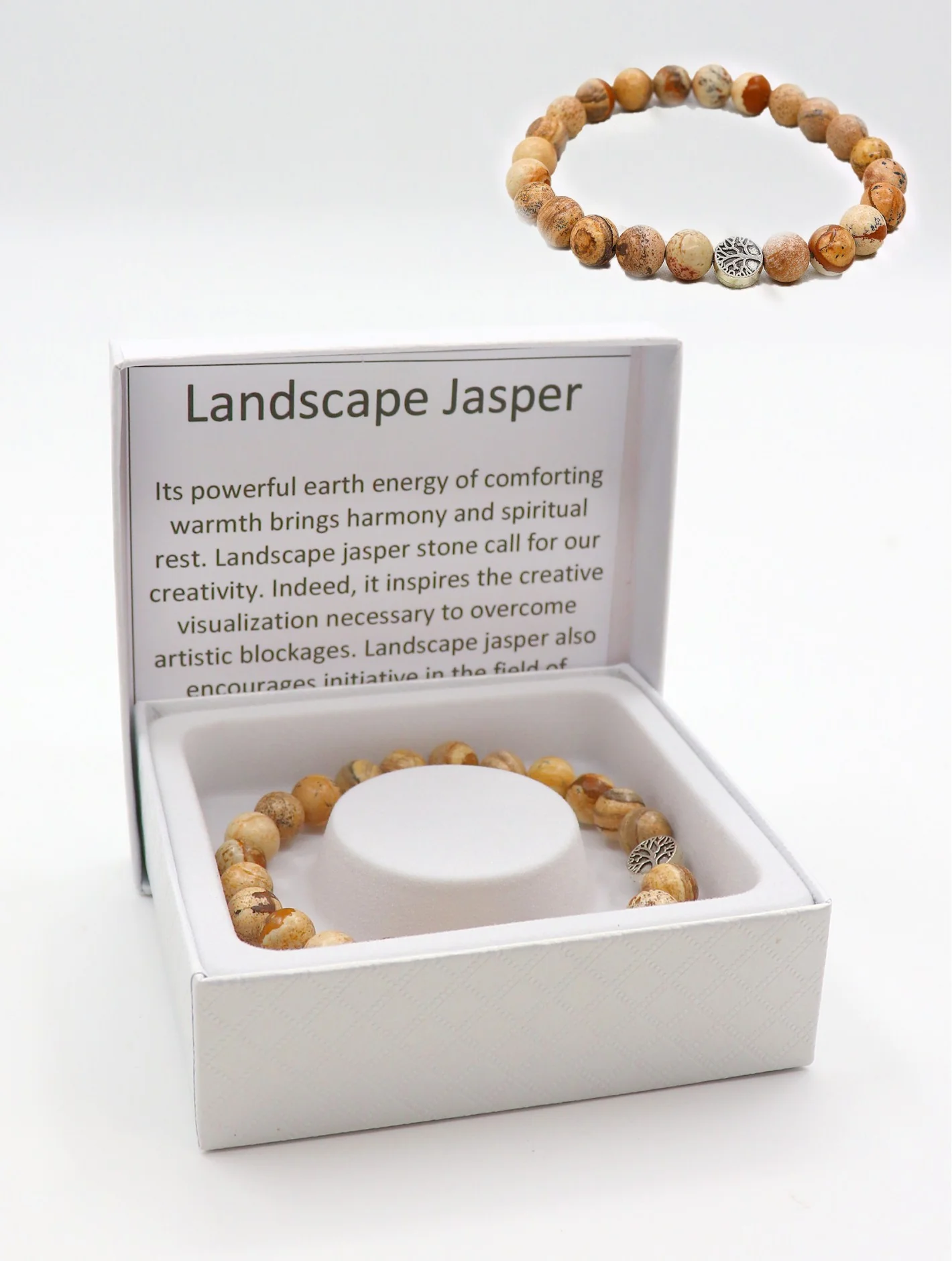 Landscape Jasper Bead Bracelets with Gift Box - Image 2