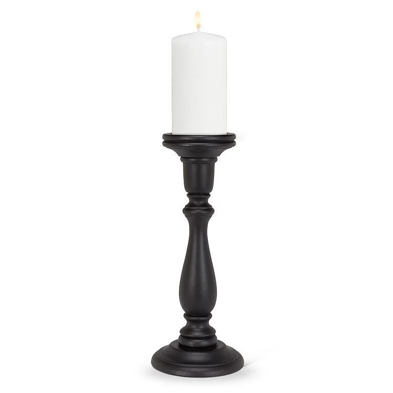 Large Black Turned Pillar Holder - Image 2