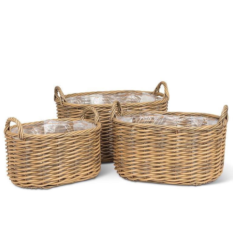 Large Oval Baskets with Handles - Set of 3 - Image 2