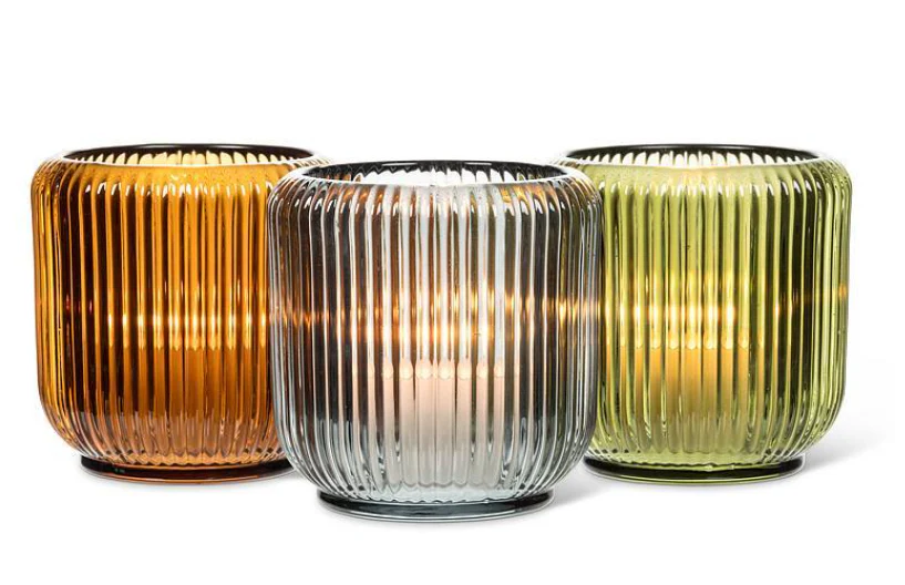 Large Ribbed Votive - Amber - Image 2