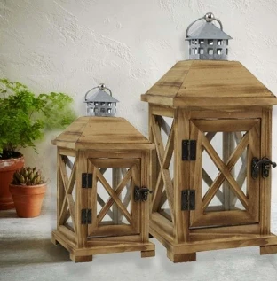 Large Decorative Wooden Lantern - Image 2