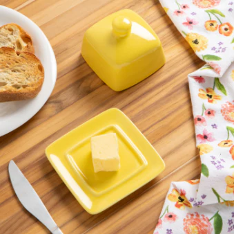 Lemon Yellow Square Butter Dish - Image 3