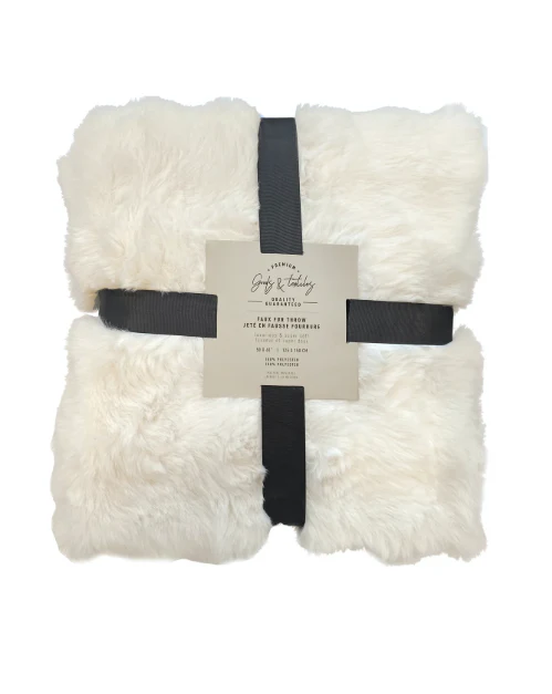 Luxe Sculpted Rabbit Fur Throw - Cream - Image 2