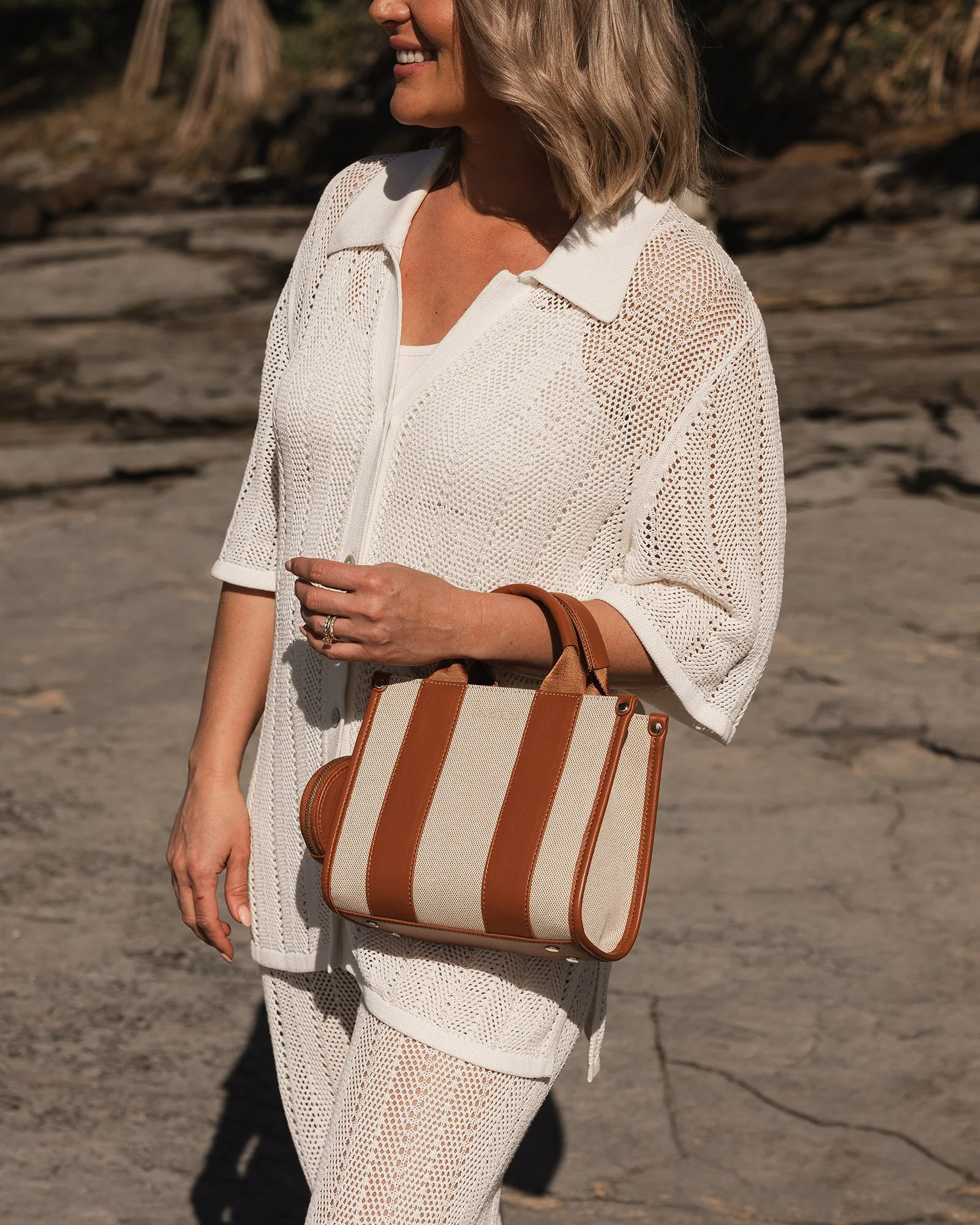 Manhattan Mini Tote Bag - Natural Tan Canvas - Image 6