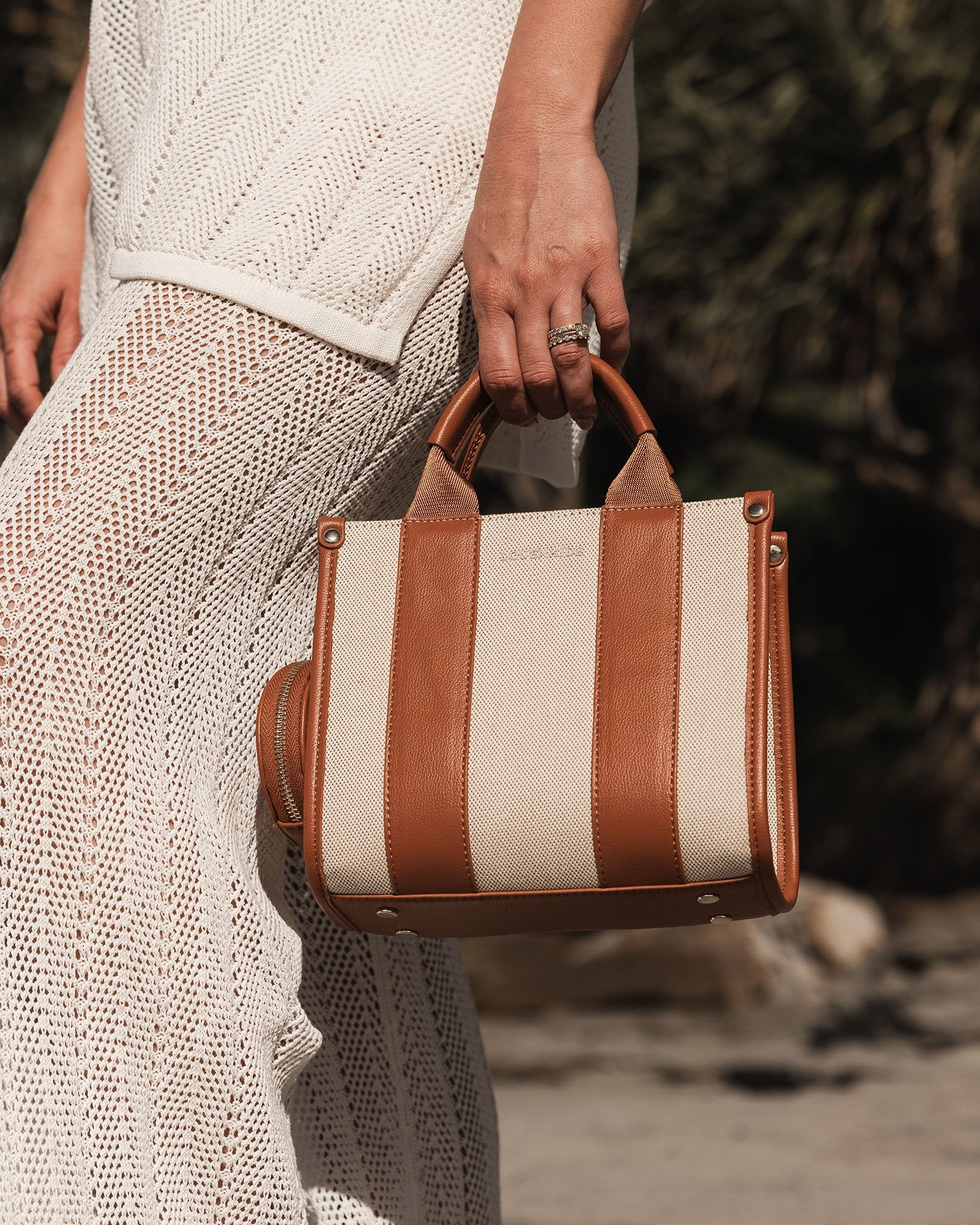 Manhattan Mini Tote Bag - Natural Tan Canvas - Image 7