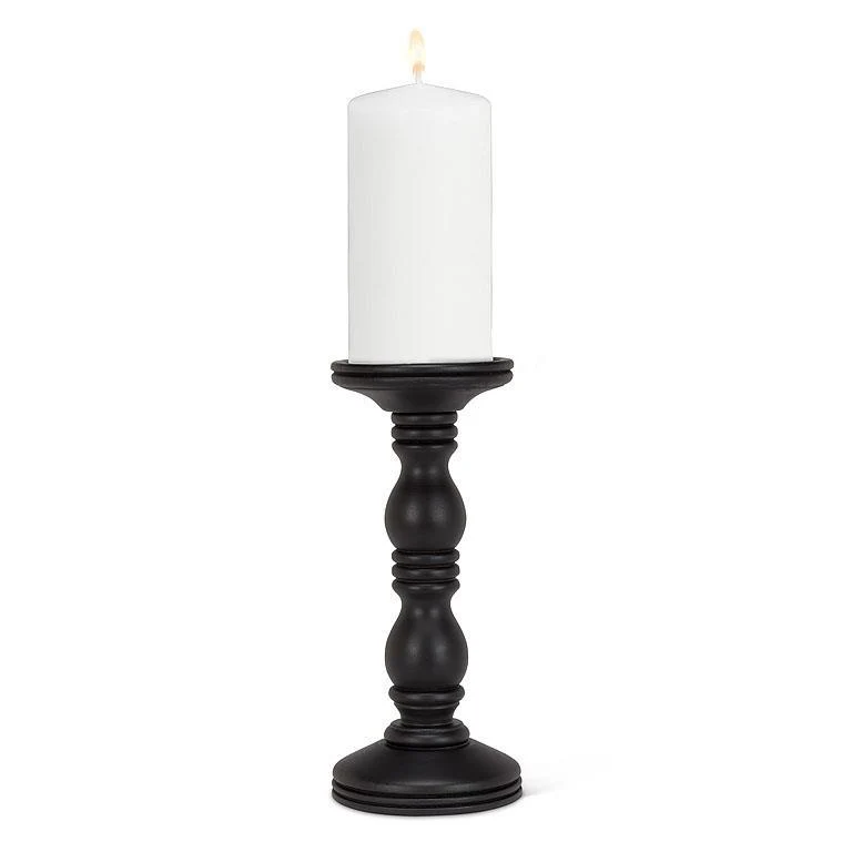 Medium Black Turned Pillar Holder - Image 2