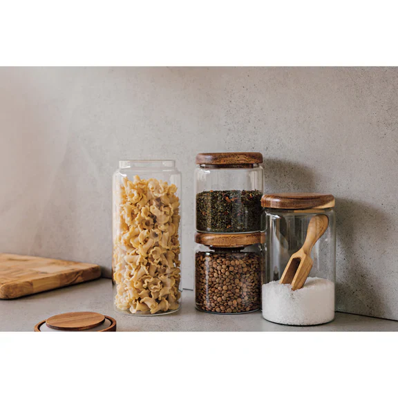 Medium Glass Jar with Acacia Wood Lid - Image 2