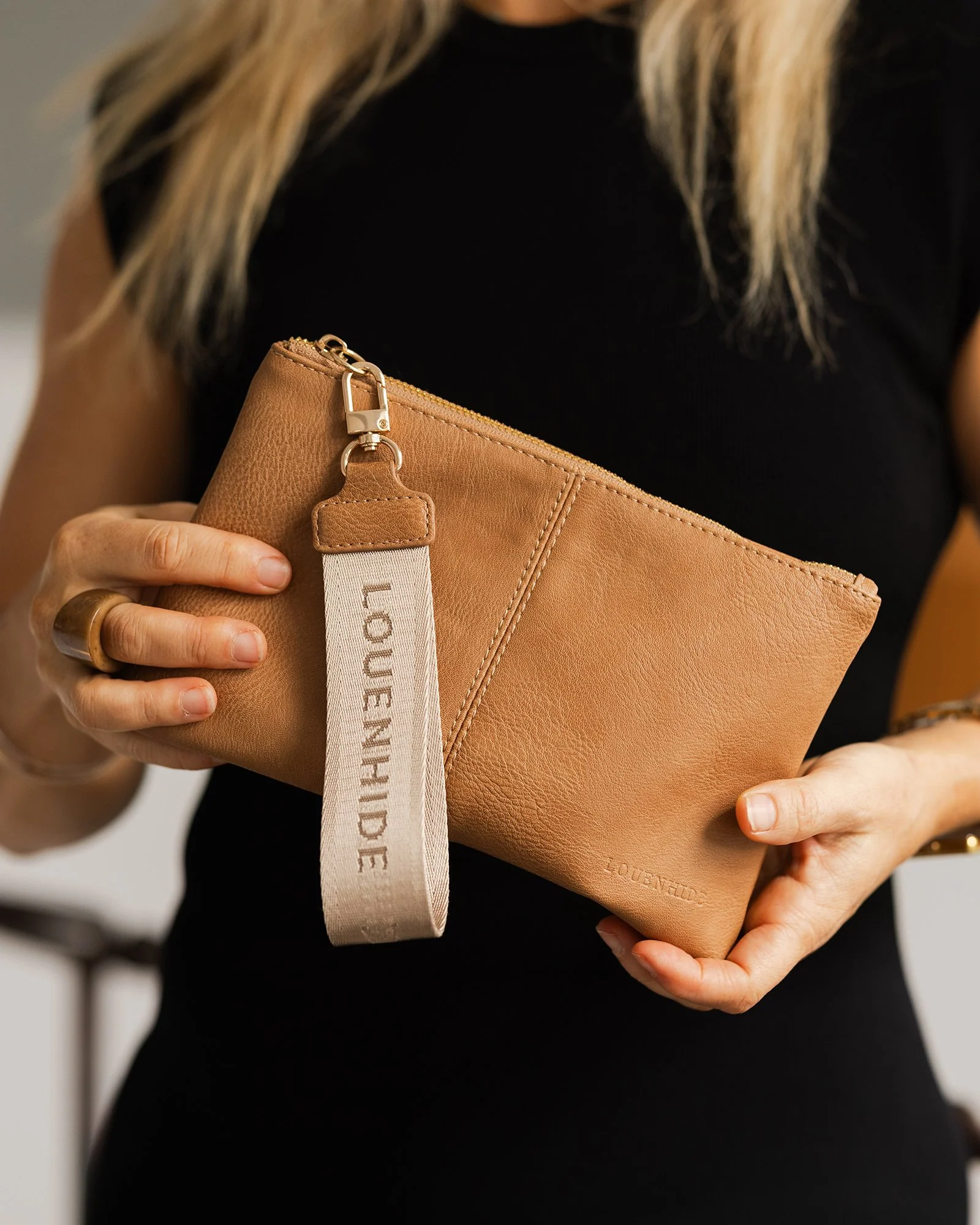 Mimi Logo Wristlet - Camel - Image 7