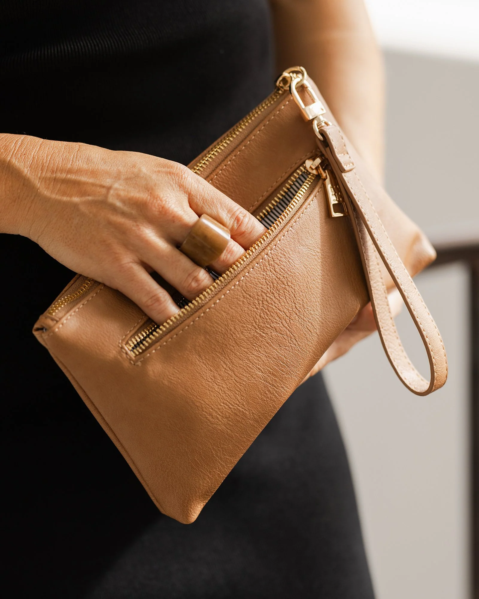 Mimi Logo Wristlet - Camel - Image 8