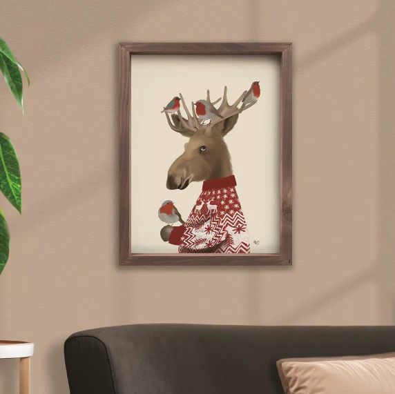 Moose With Birds Framed Art - Image 2