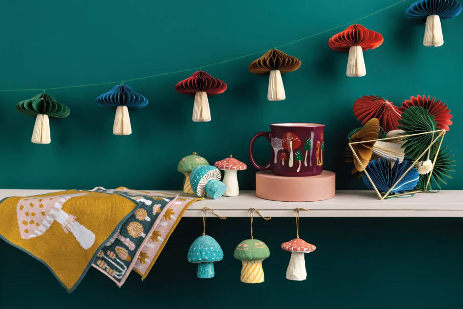 Mushroom Gems Felt Christmas Tree Ornaments - Assorted - Image 2
