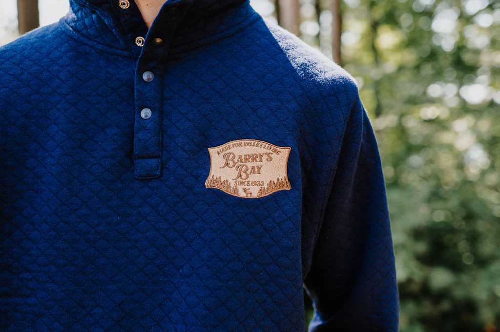 Navy - Barry's Bay Patch Henley Sweater FINAL SALE - Image 2