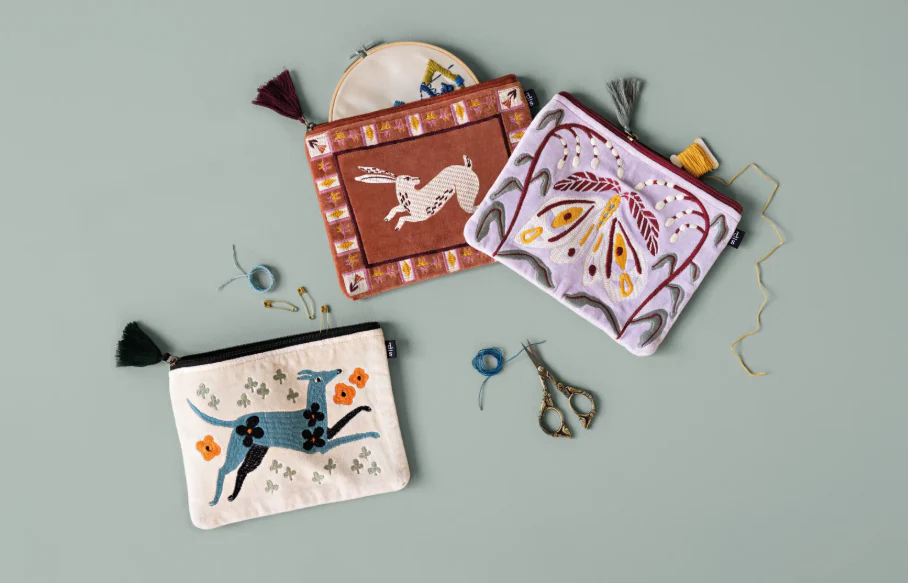Dogwood Embroidered Flat Pouch - Image 3
