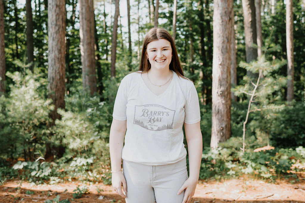 Oatmeal - Barry's Bay Patch Ladies V-Neck Tee - Image 2