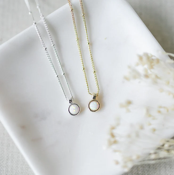 Ona Necklace - Silver/Opalite - Image 2