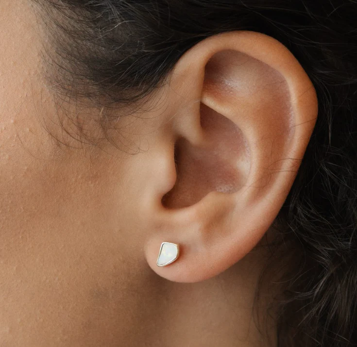 Opal Chip Studs - Gold/Opalite - Image 3