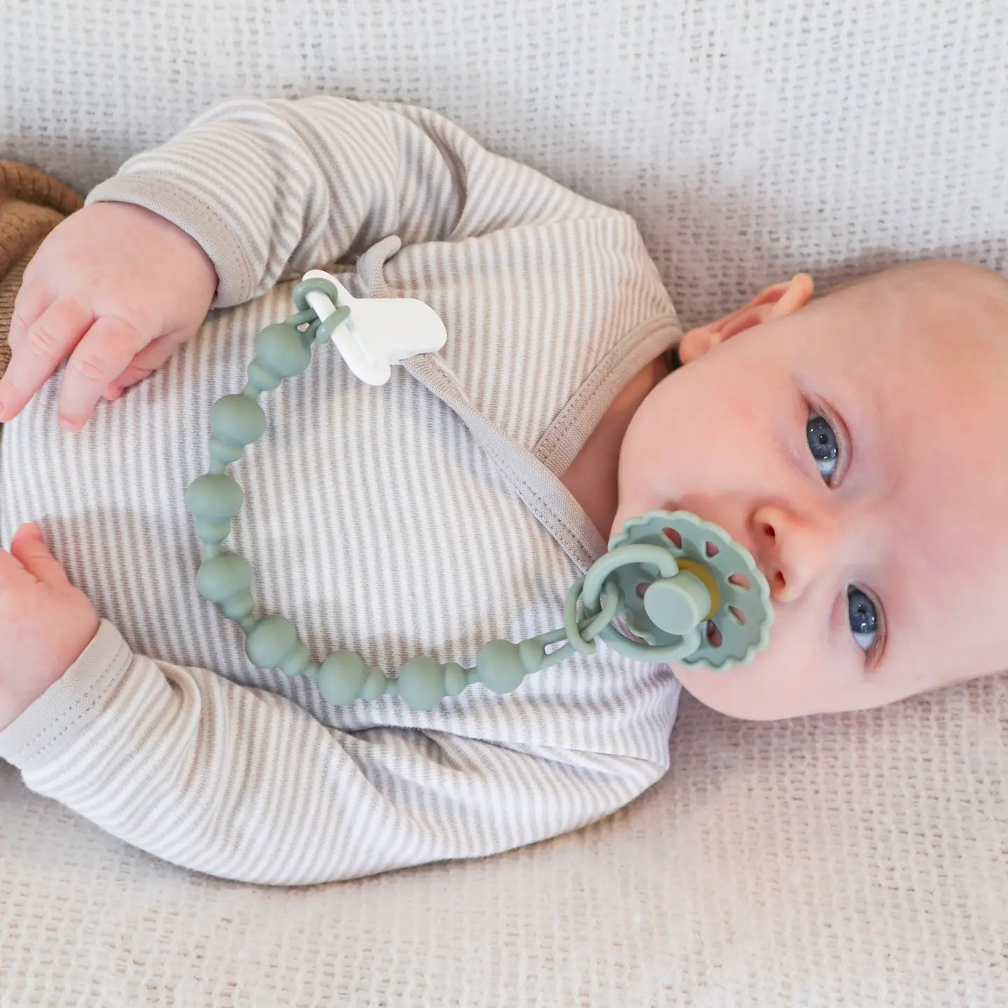 Pacifier Clips - Almond & Dusty Rose - Image 2