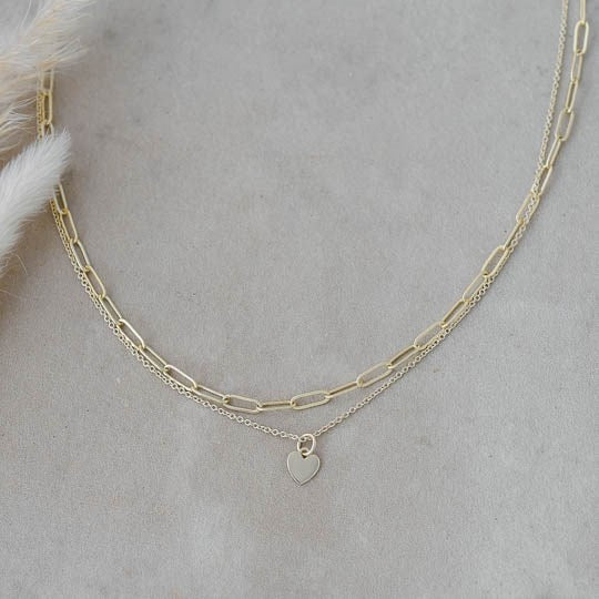 Paper Clip Heart Necklace - Gold - Image 2