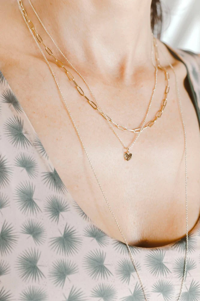 Paper Clip Heart Necklace - Gold - Image 3