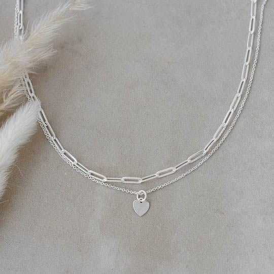 Paper Clip Heart Necklace - Silver - Image 2