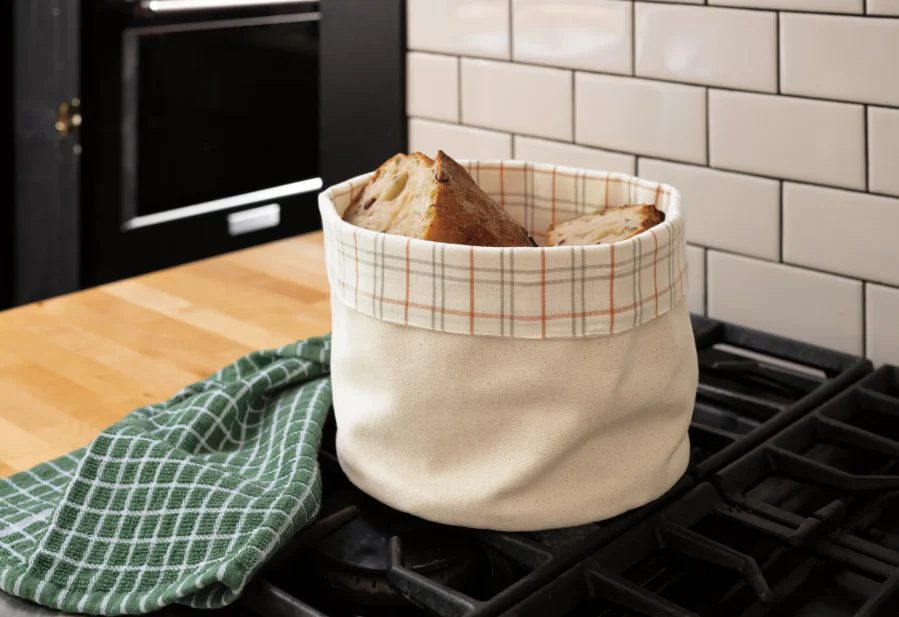 Plaid Canvas Bread Basket - Image 2