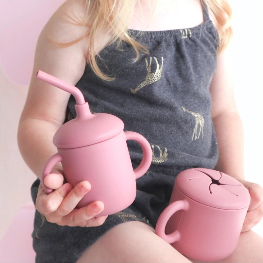 Silicone Snack Cup For Babies, Toddlers & Kids - Dusty Rose - Image 2