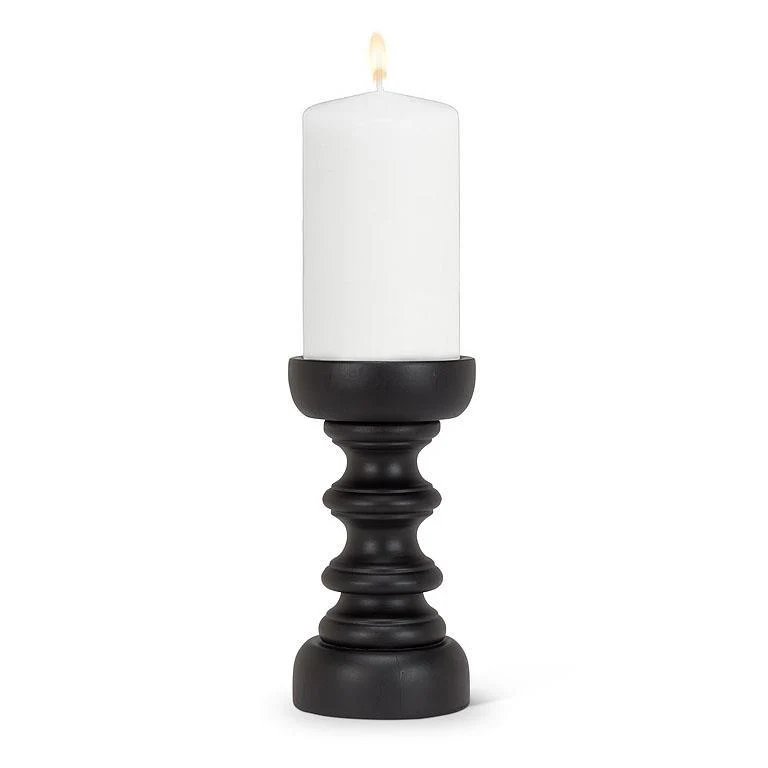 Small Black Turned Pillar Holder - Image 2