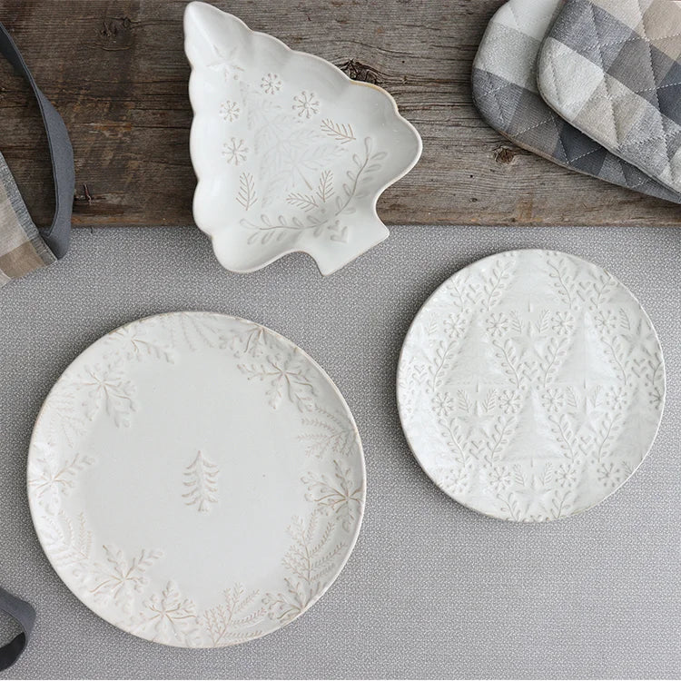 Soft Snowfall Stoneware Large Plate - Image 2