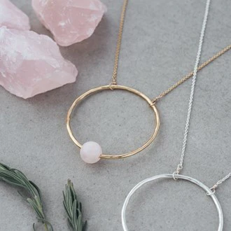 Solo Necklace - Rose Quartz Gold - Image 2