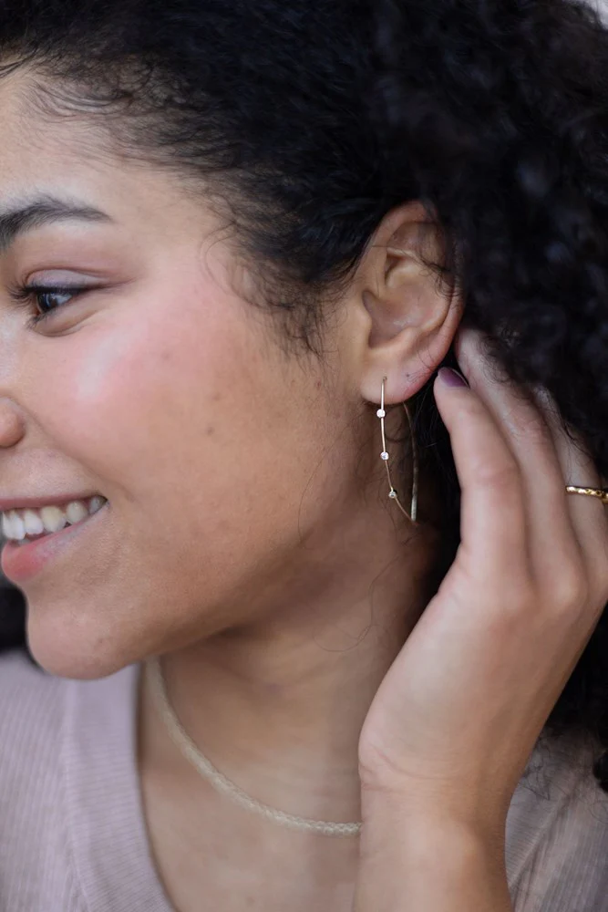 Sparkling Arc Earrings - Gold - Image 2