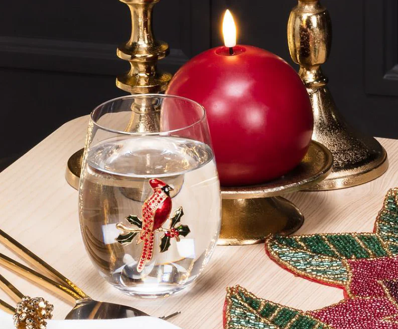 Stemless Wine Glass with Jewel Cardinal - Image 2