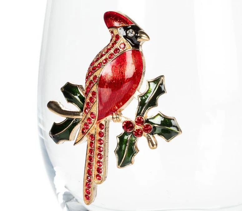 Stemless Wine Glass with Jewel Cardinal - Image 3