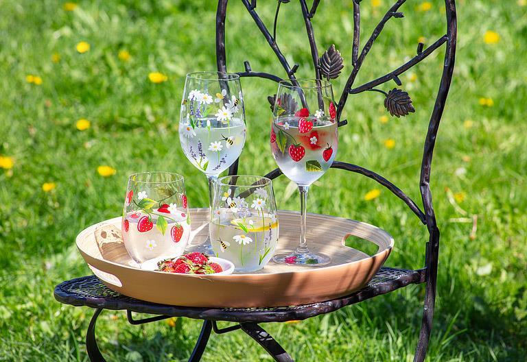 Strawberries & Flowers Stemless Glass - Image 3