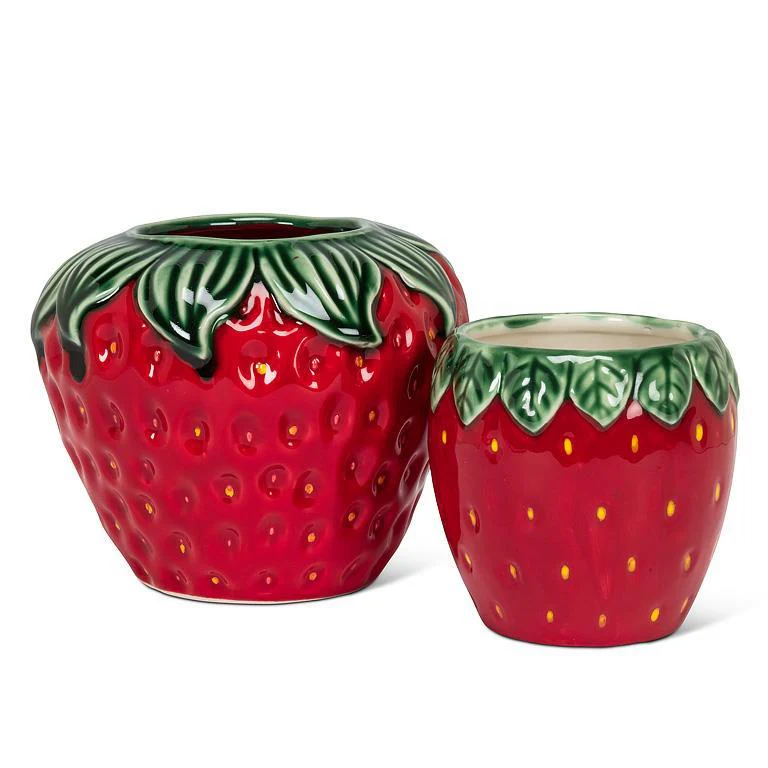 Strawberry & Leaf Wide Vase - Image 2