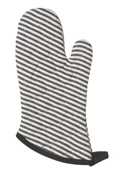 Superior Black Narrow Stripe Oven Mitt Pair