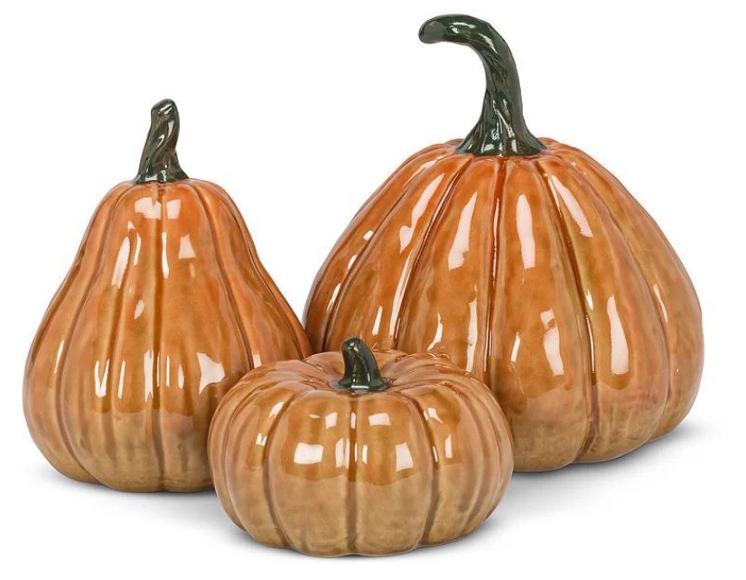 Tall Porcelain Pumpkin - Orange - Image 2