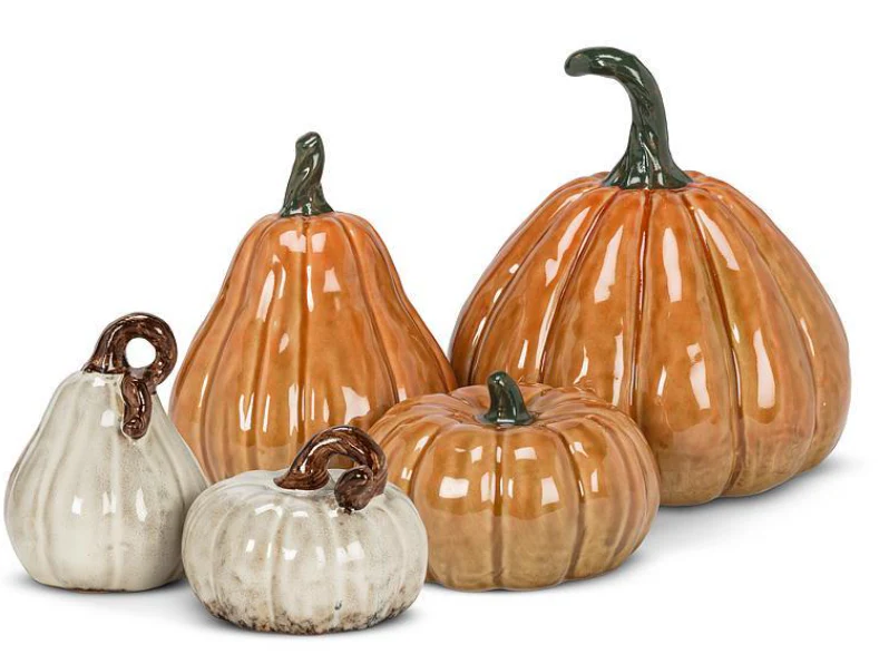 Tall Porcelain Pumpkin - Orange - Image 3
