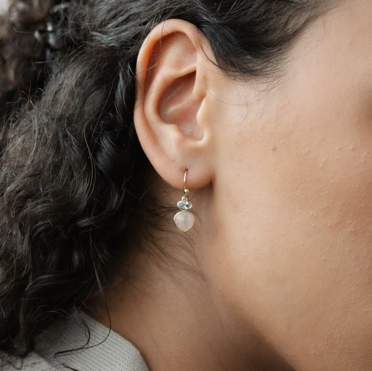 Tasia Earrings - Gold/Rose Quartz - Image 2