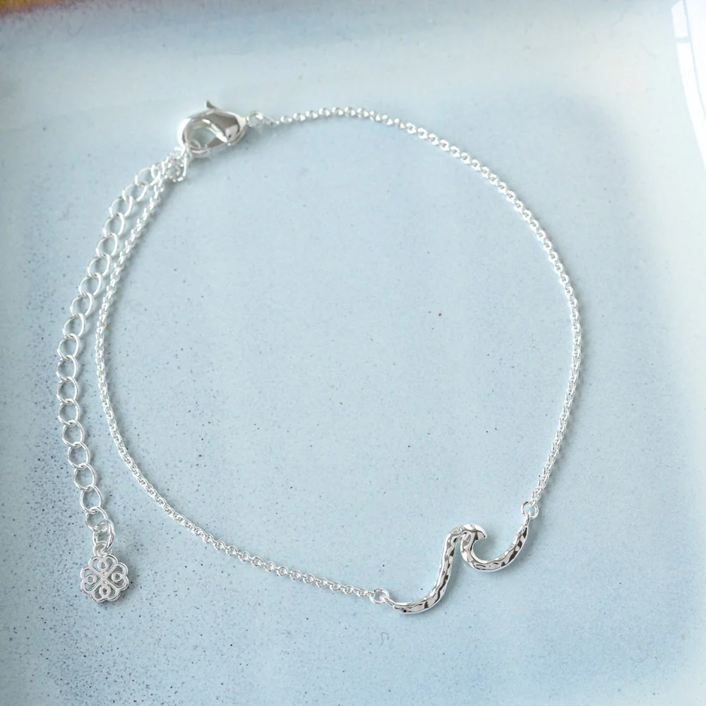 Tiny Wave Style Anklet - Silver