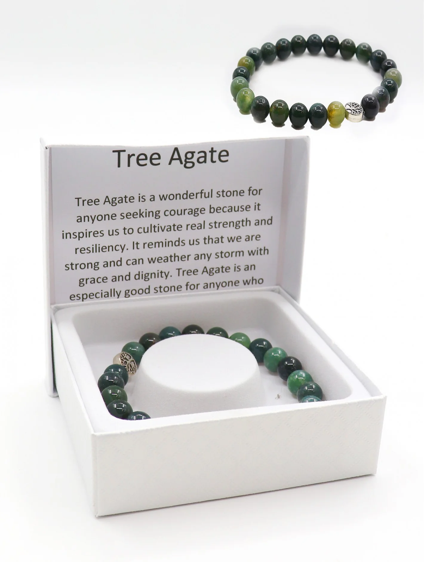 Tree Agate Bead Bracelets with Gift Box - Image 2