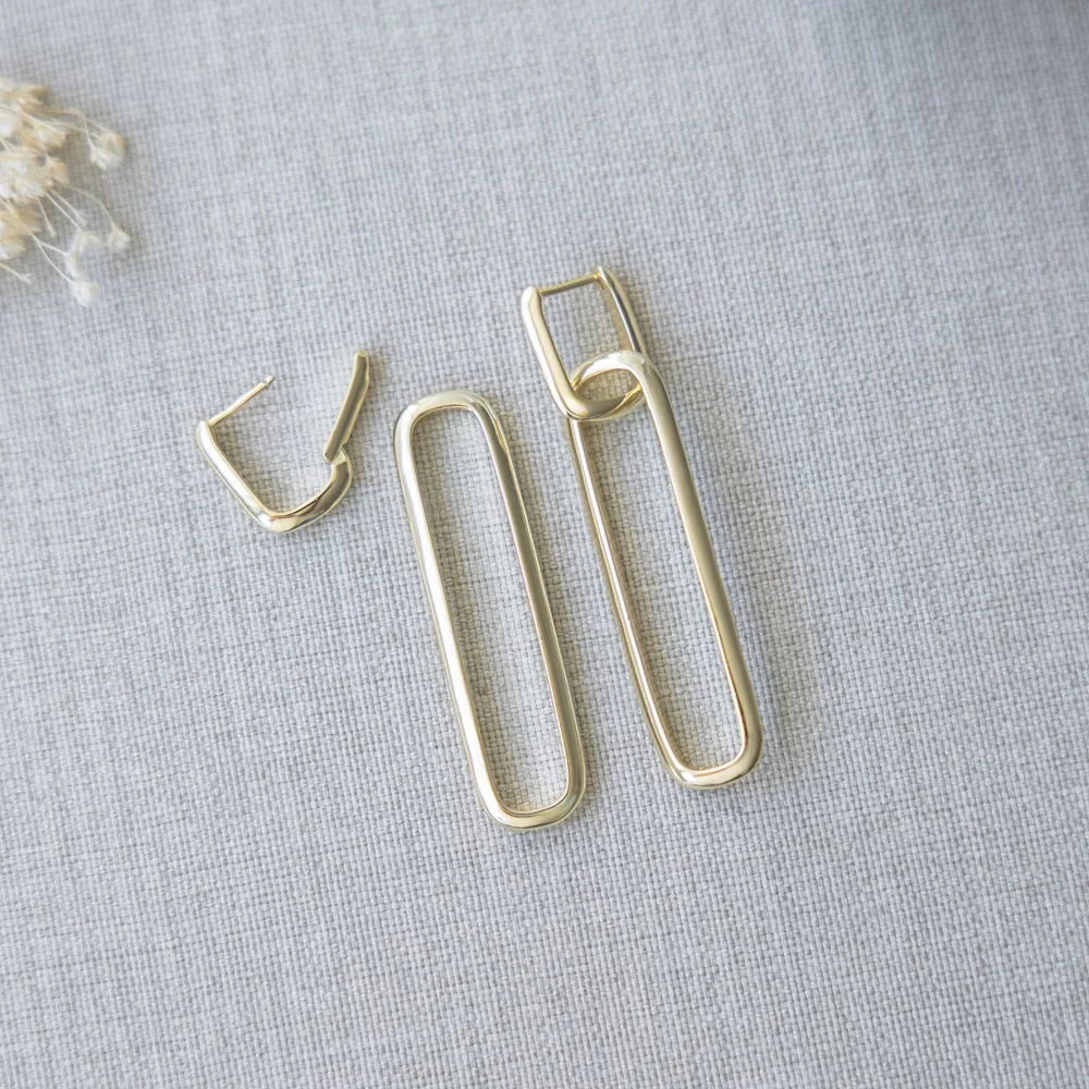 Twofold Earrings - Tall - Gold - Image 2
