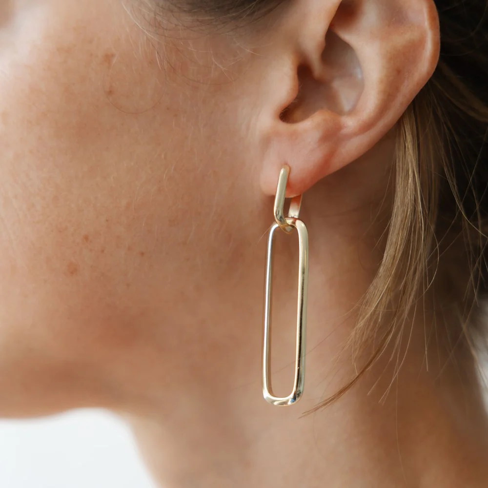Twofold Earrings - Tall - Gold - Image 3
