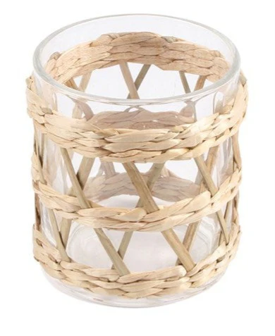 Vincent Stemless Water Glass With Woven Accent