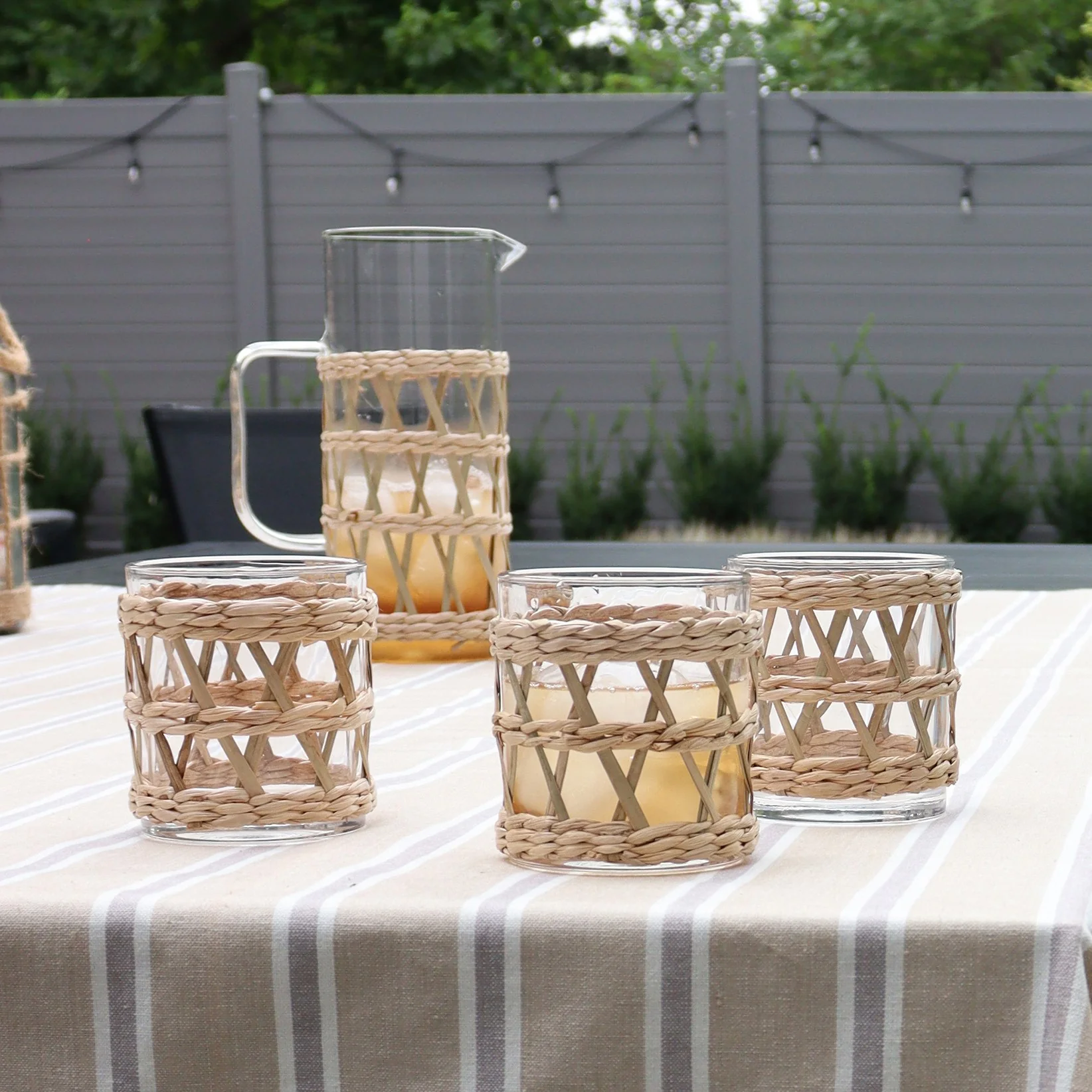 Vincent Stemless Water Glass With Woven Accent - Image 2