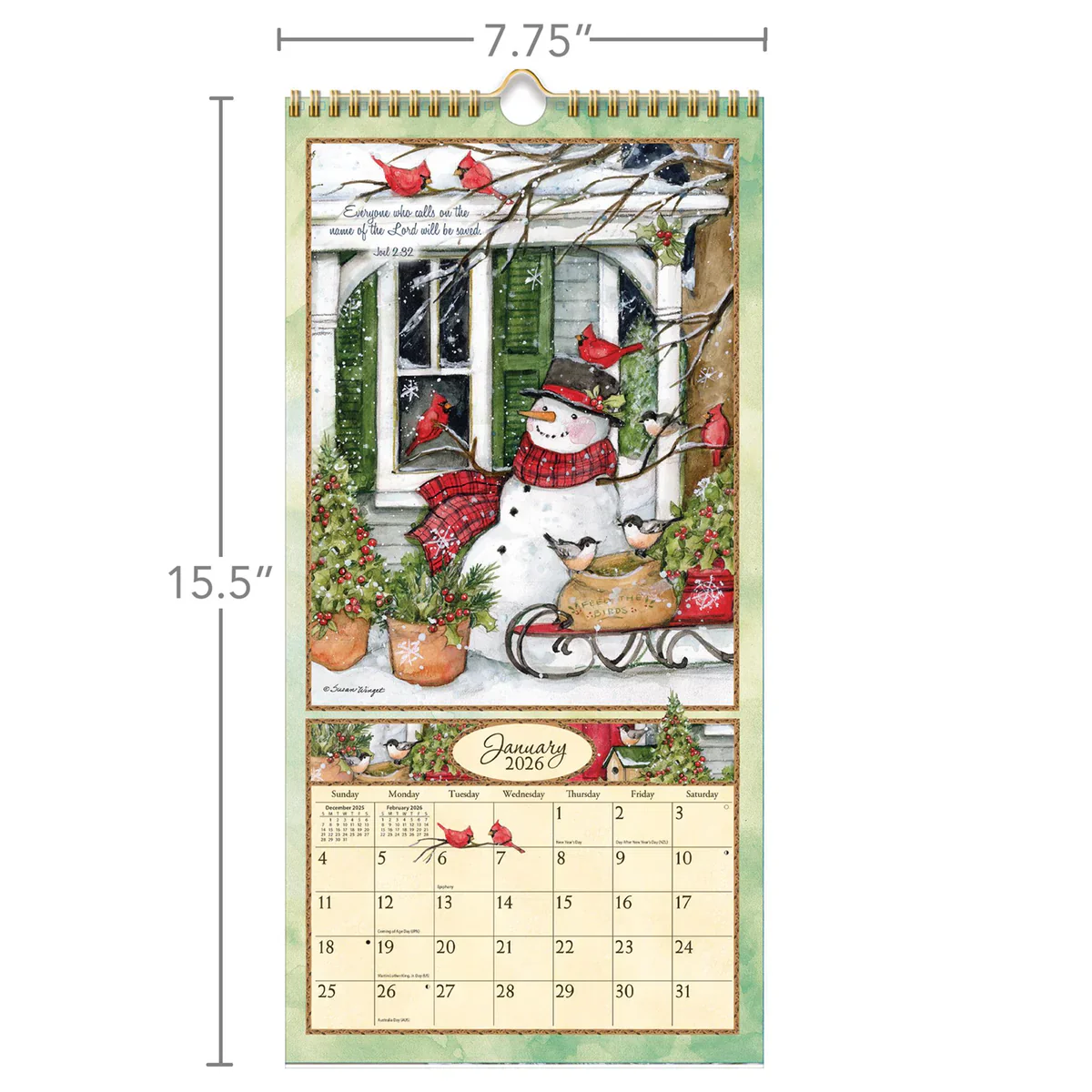 Watercolor Seasons 2026 Lang Vertical Calendar - Image 4