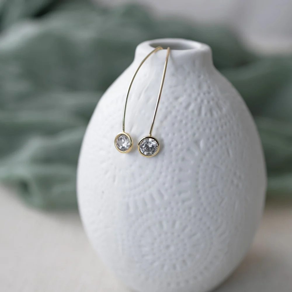 Wren Earrings - Gold/Clear - Image 2